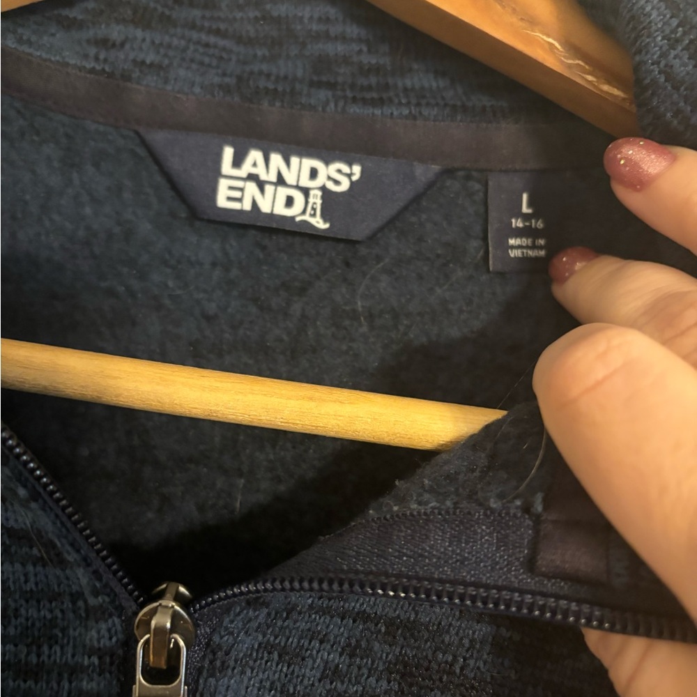Land’s End Quarter-Zip Sweater, Women’s size L. Dark Blue. - Picture 3 of 5